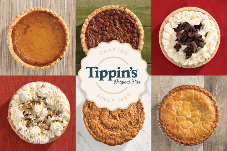 Tippin's Pies in a grid with logo